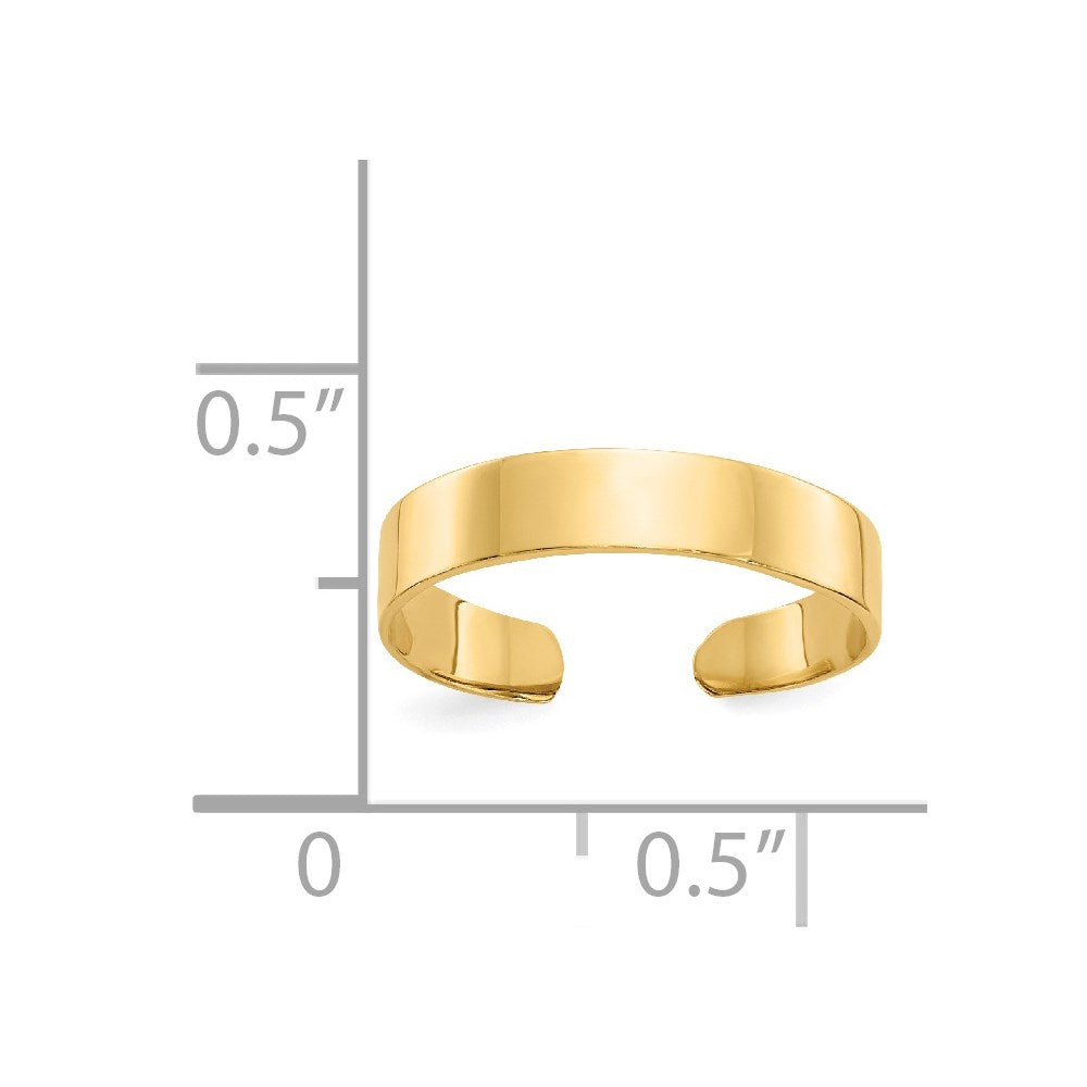 14K Adjustable Polished 3mm Band Toe Ring