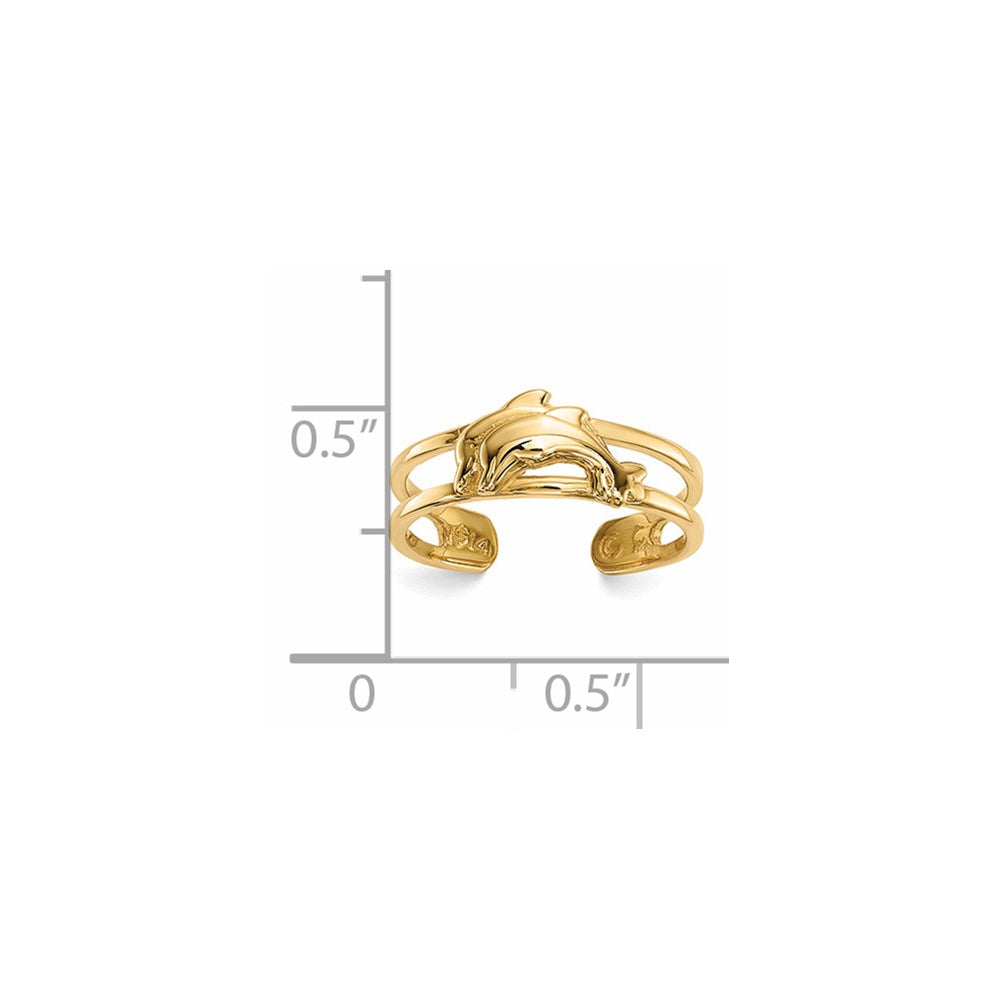 14k Two Dolphins Toe Ring