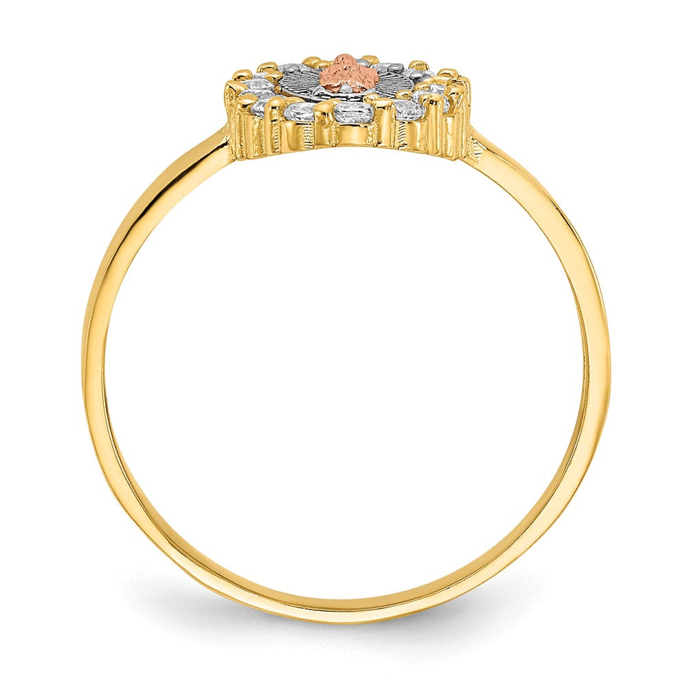 14k Two-tone with White Rhodium CZ Our Lady of Guadalupe Ring