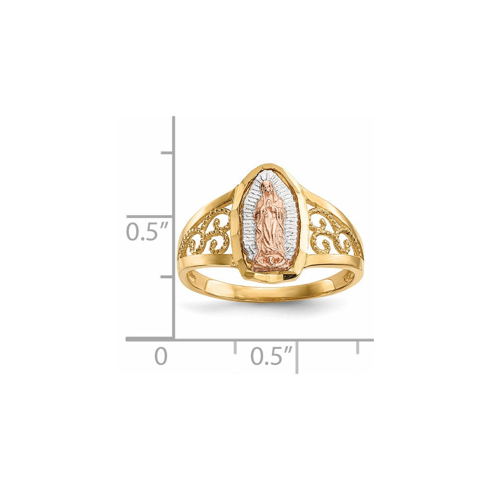 14k Two-tone with White Rhodium Our Lady of Guadalupe Ring