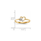14k Heart with CZ Cross Ring