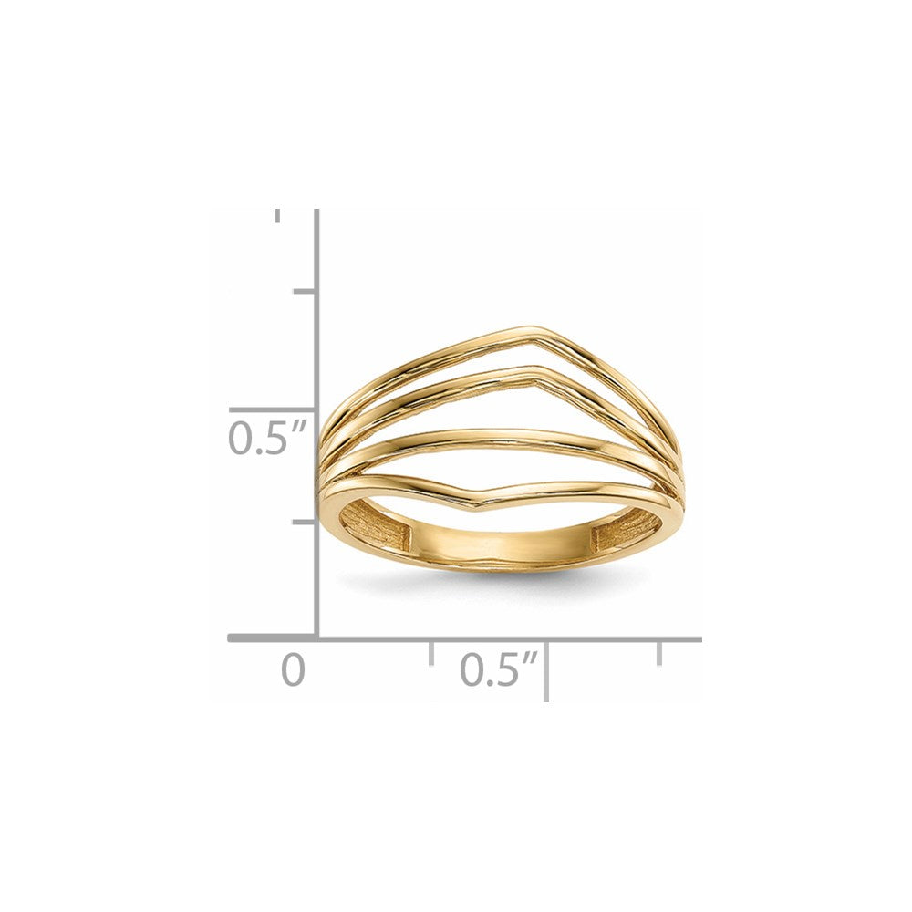 14k Polished Curved 4-Bar Ring