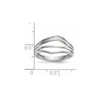 14k White Gold Polished Curved 4-Bar Ring