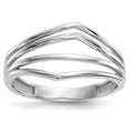14k White Gold Polished Curved 4-Bar Ring