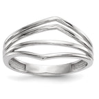 14k White Gold Polished Curved 4-Bar Ring