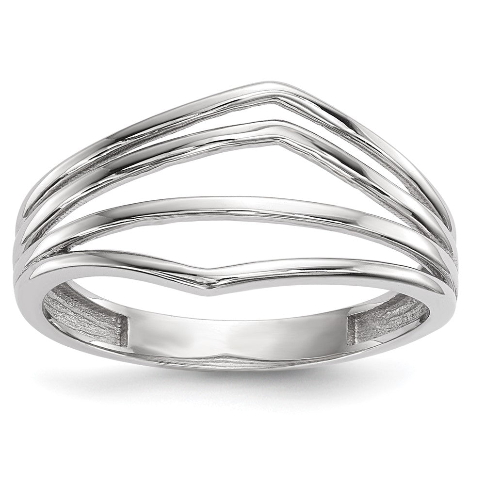 14k White Gold Polished Curved 4-Bar Ring