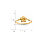 14k Satin and Diamond-cut Plumeria Ring