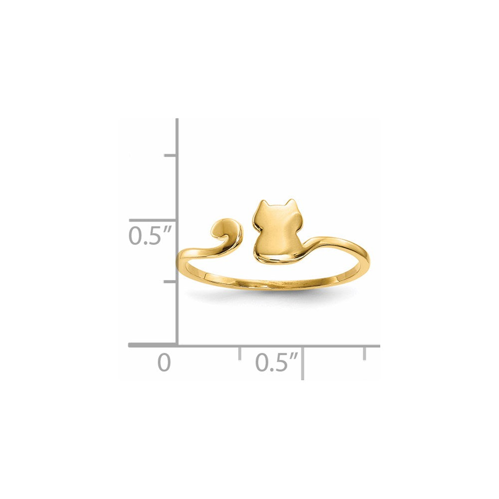 14k Polished Cat Adjustable Cuff Ring