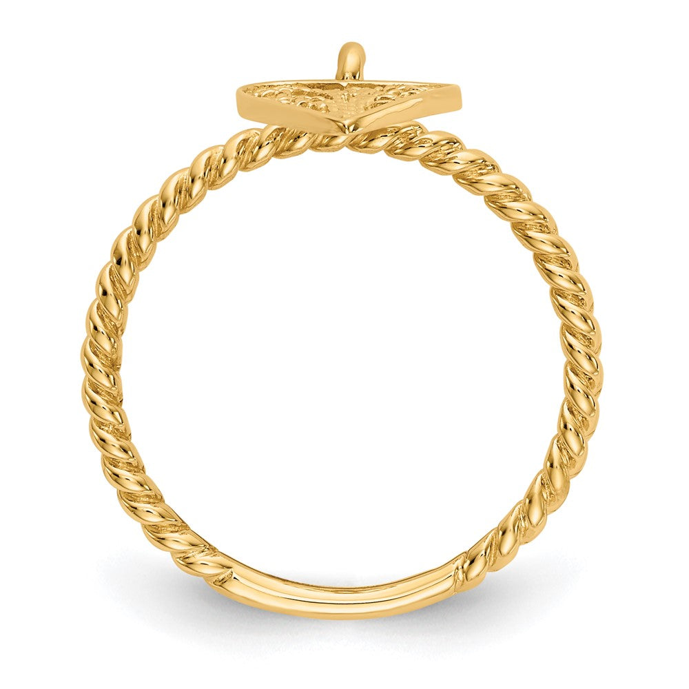 14k Dangle Filigree Heart Ring
