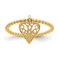 14k Dangle Filigree Heart Ring