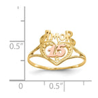 14k Two-Tone Quinceanera AMOR 15 Heart Ring