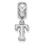 Sterling Silver Rhodium-plated LogoArt Texas Rangers T on Heart Bead