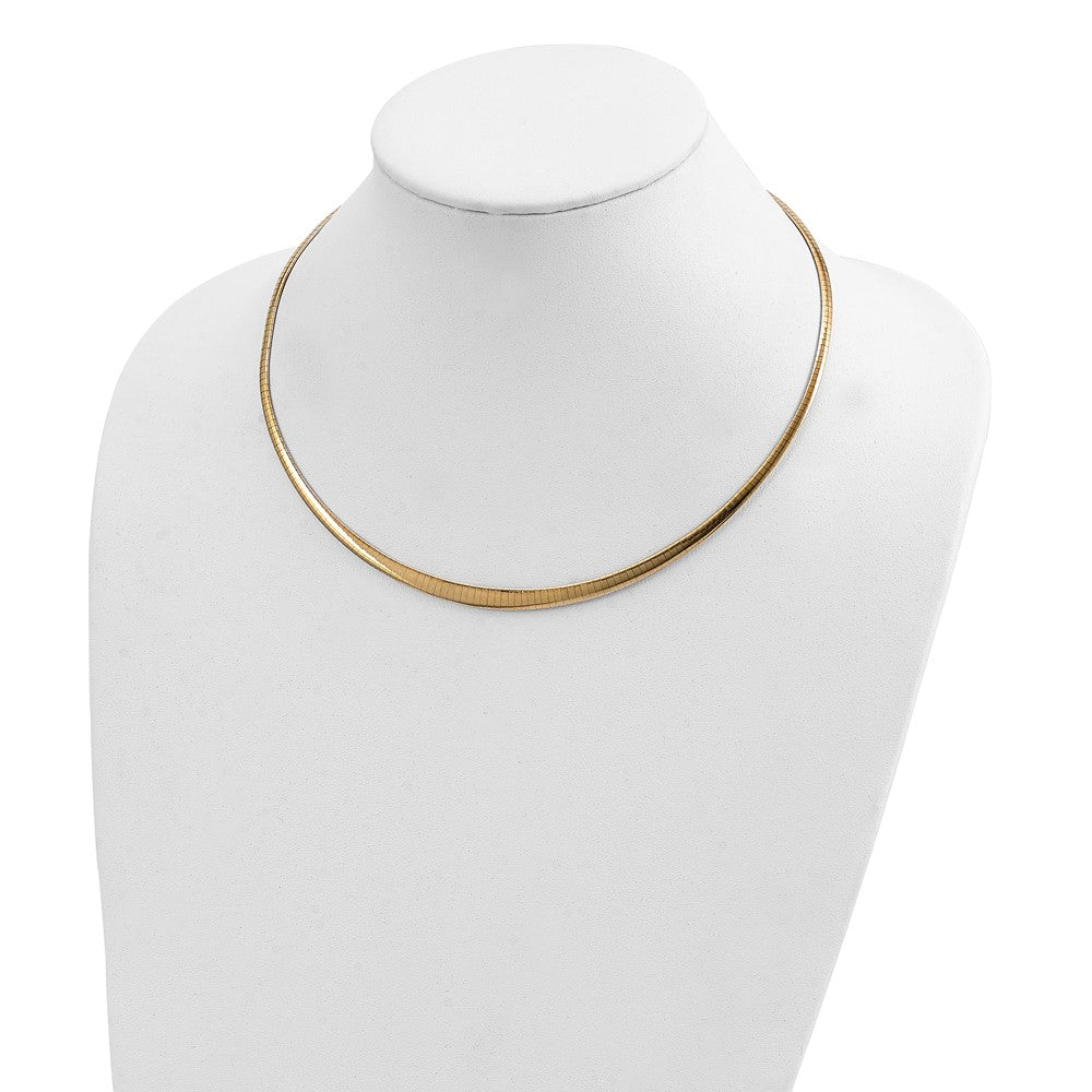 14k with White Rhodium 3.00-6.00mm Graduated Reversible Omega Necklace