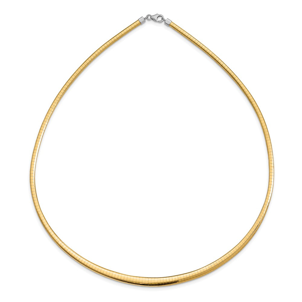 14k with White Rhodium 3.00-6.00mm Graduated Reversible Omega Necklace