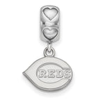 Sterling Silver Rh-plated LogoArt Cincinnati Reds C REDS on Heart Bead