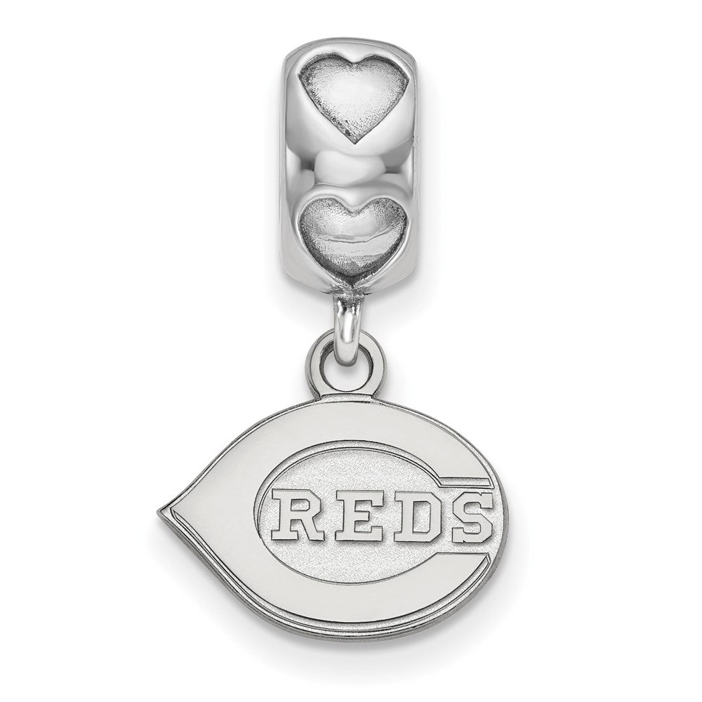 Sterling Silver Rh-plated LogoArt Cincinnati Reds C REDS on Heart Bead