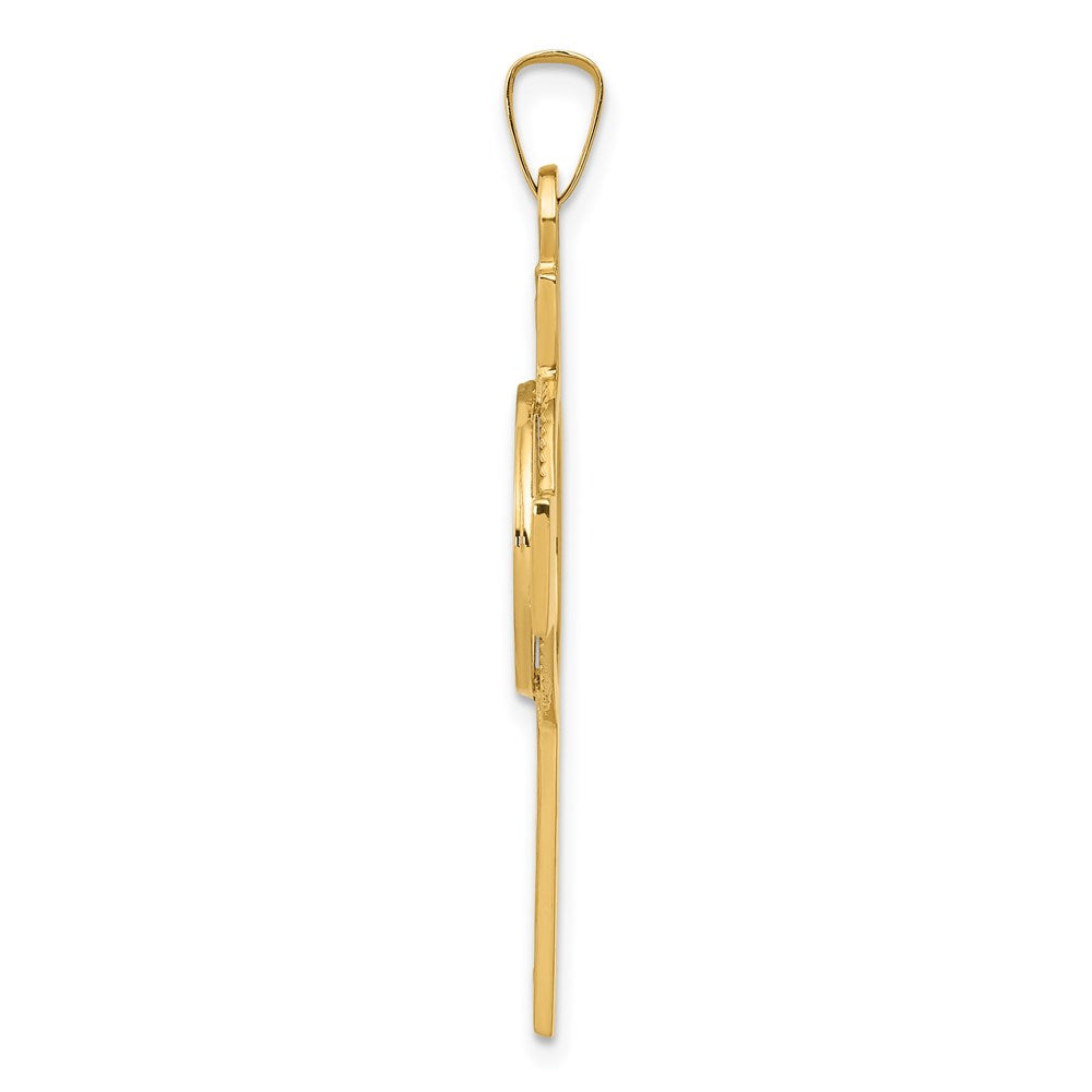 14k Polished Solid Cross with St Anthony Medal Pendant