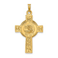 14k Polished Cross with St. Michael Medal Pendant