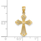 14K Cut-Out Stripes Cross with Heart Charm