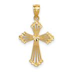 14K Cut-Out Stripes Cross with Heart Charm