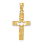 14k Dove Cross Pendant