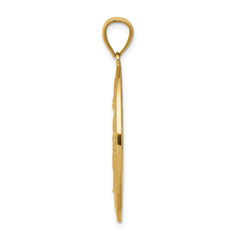 14k Polished and Satin Solid Miraculous Medal Oval Pendant