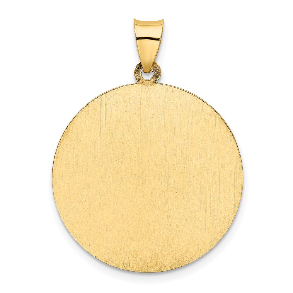 14k Polished and Satin Hollow Saint Christopher Medal Round Pendant