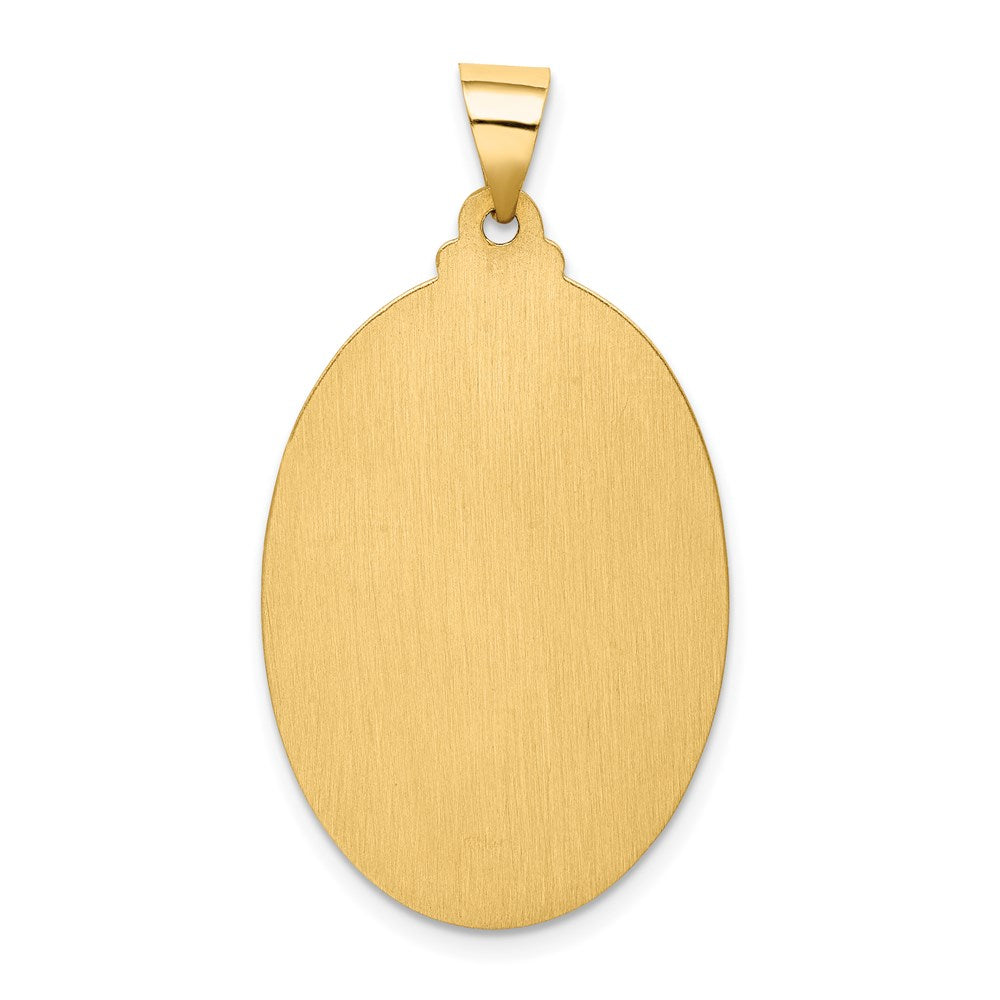 14k Polished and Satin Hollow Saint Christopher Medal Oval Pendant