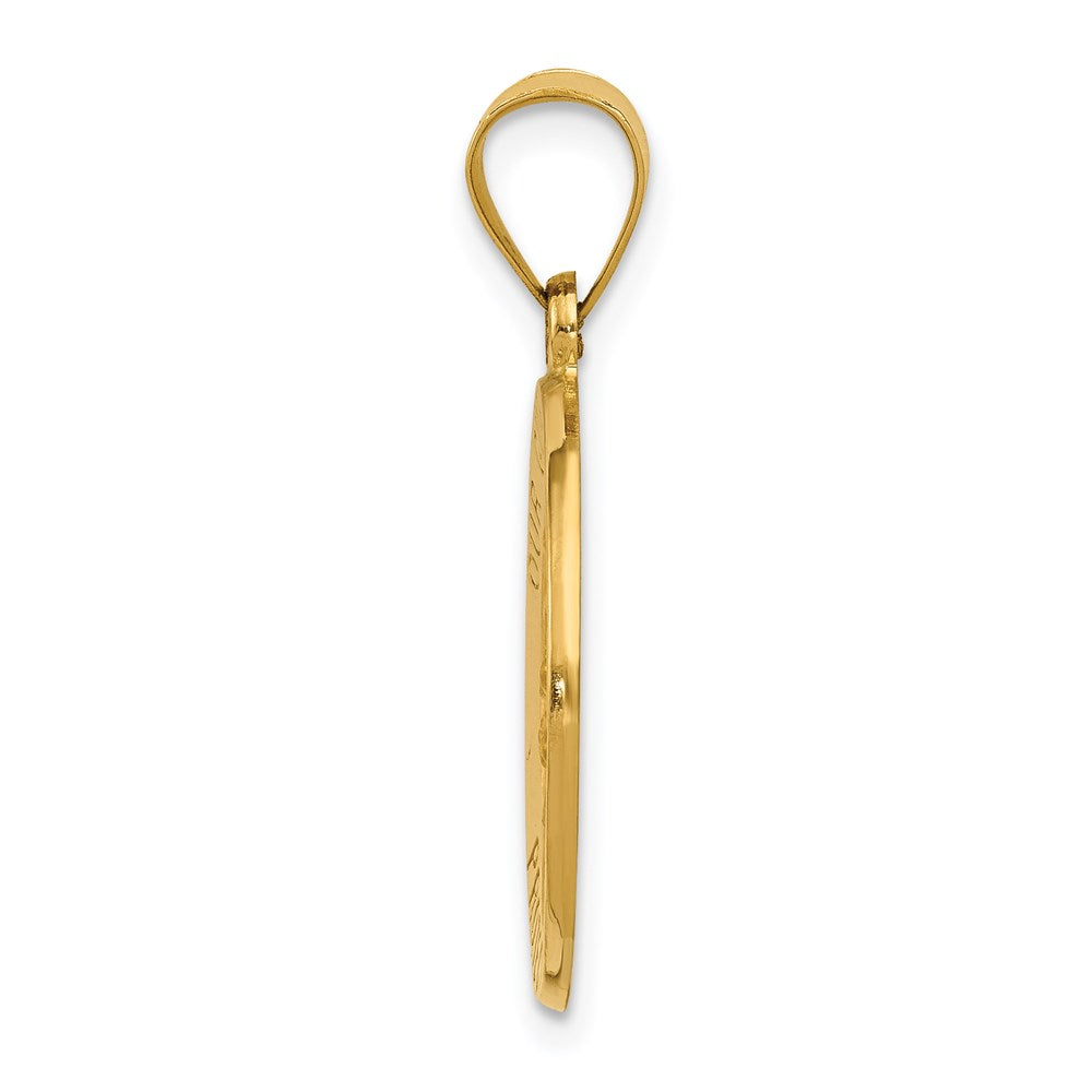 14k Polished and Satin Hollow Our Guardian Angel Medal Charm