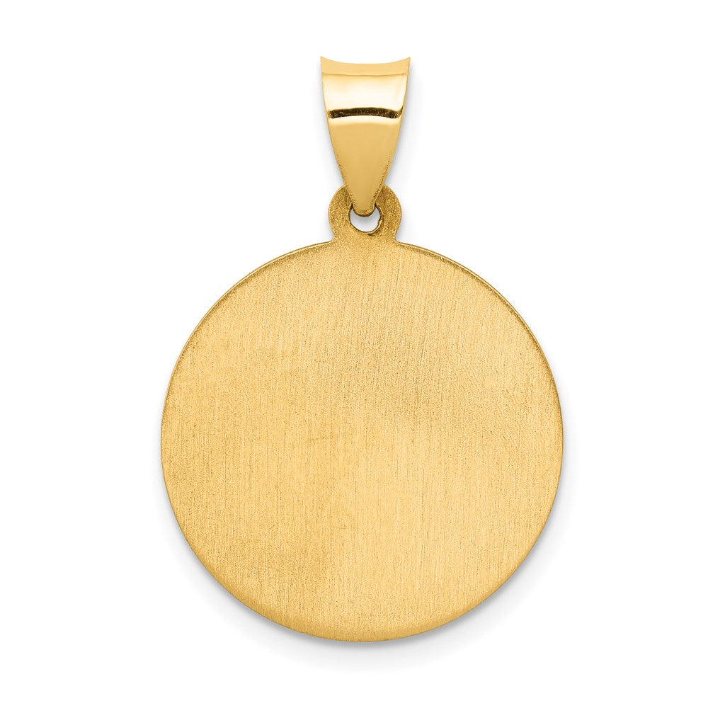 14k Polished and Satin Hollow Our Guardian Angel Medal Charm
