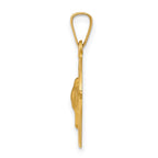 14k Polished and Satin Hollow Holy Spirit Medal Round Pendant