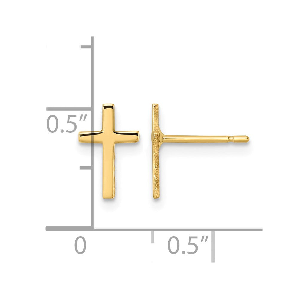 14k Polished Cross Post Earrings