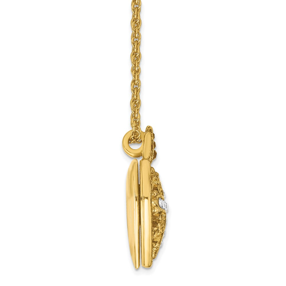 SOF Gold-tone 18in Red and Clear Crystal Sacred Heart Cross Locket Necklace