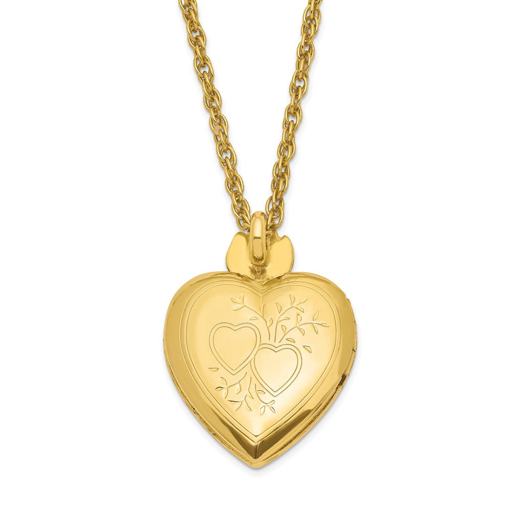 SOF Gold-tone 18in Red and Clear Crystal Sacred Heart Cross Locket Necklace