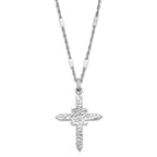 Symbols of Faith Silver-tone Ornate Center with Clear Crystal Accent and Baguette-cut Crystals Cross 18 inch Necklace