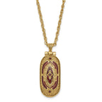 Symbols of Faith Gold-tone Filigree Red Enameled with Red Swarovski Crystal Accent Hidden Cross when Opened 30 inch Necklace