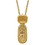 Symbols of Faith Gold-tone Filigree Red Enameled with Red Swarovski Crystal Accent Hidden Cross when Opened 30 inch Necklace