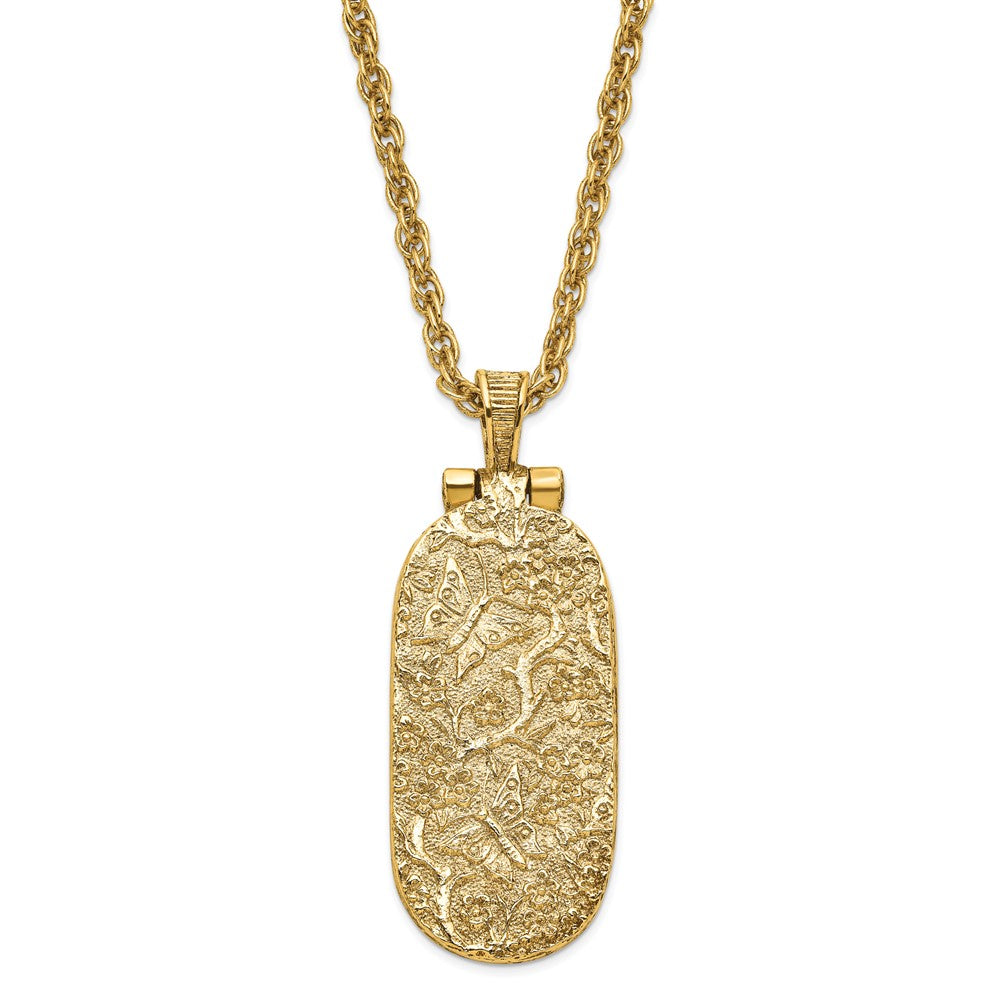 Symbols of Faith Gold-tone Filigree Red Enameled with Red Swarovski Crystal Accent Hidden Cross when Opened 30 inch Necklace