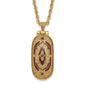 Symbols of Faith Gold-tone Filigree Red Enameled with Red Swarovski Crystal Accent Hidden Cross when Opened 30 inch Necklace