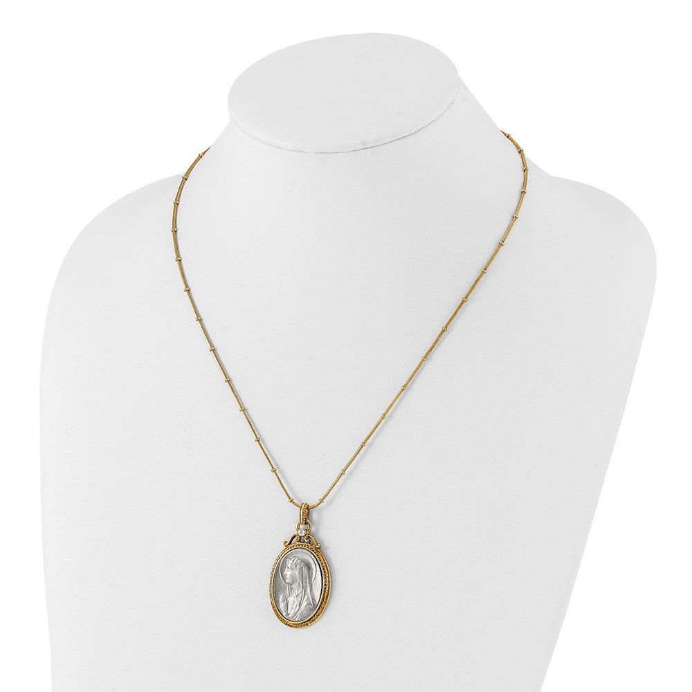 SOF Gold-tone and Silver-tone Crystal and Mary Miraculous Medal 20in Neckla