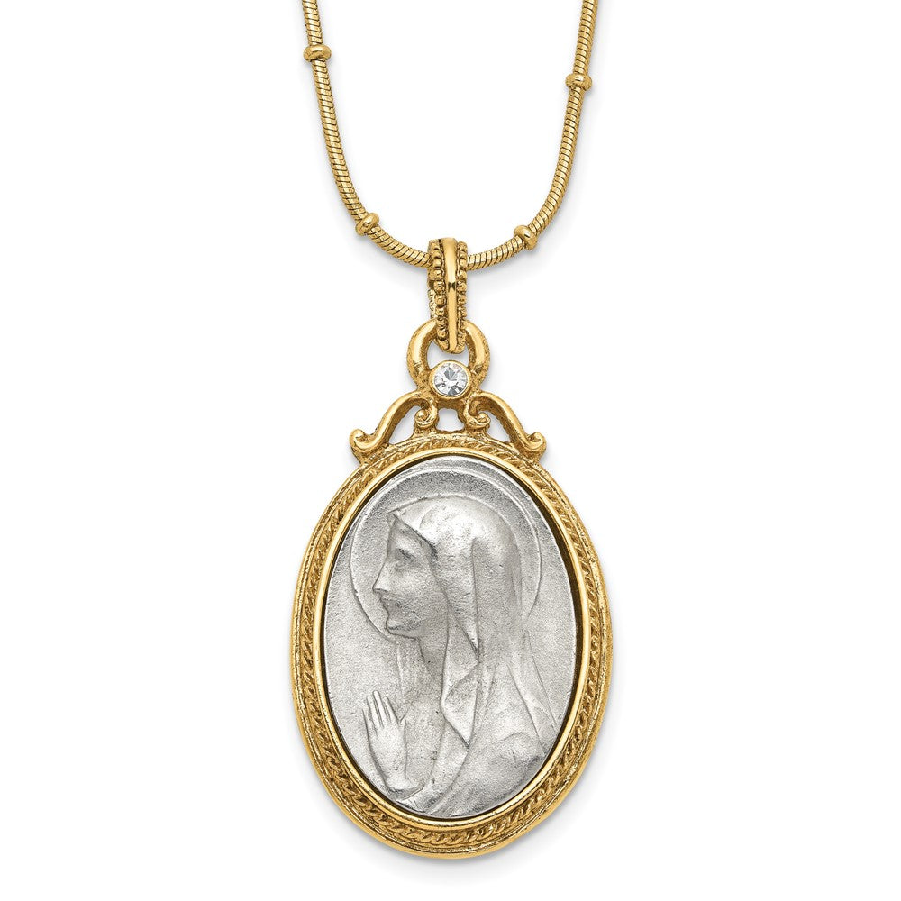 SOF Gold-tone and Silver-tone Crystal and Mary Miraculous Medal 20in Neckla