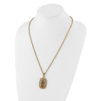 Symbols of Faith Gold-tone Enameled Our Lady of Guadalupe 24 inch Necklace