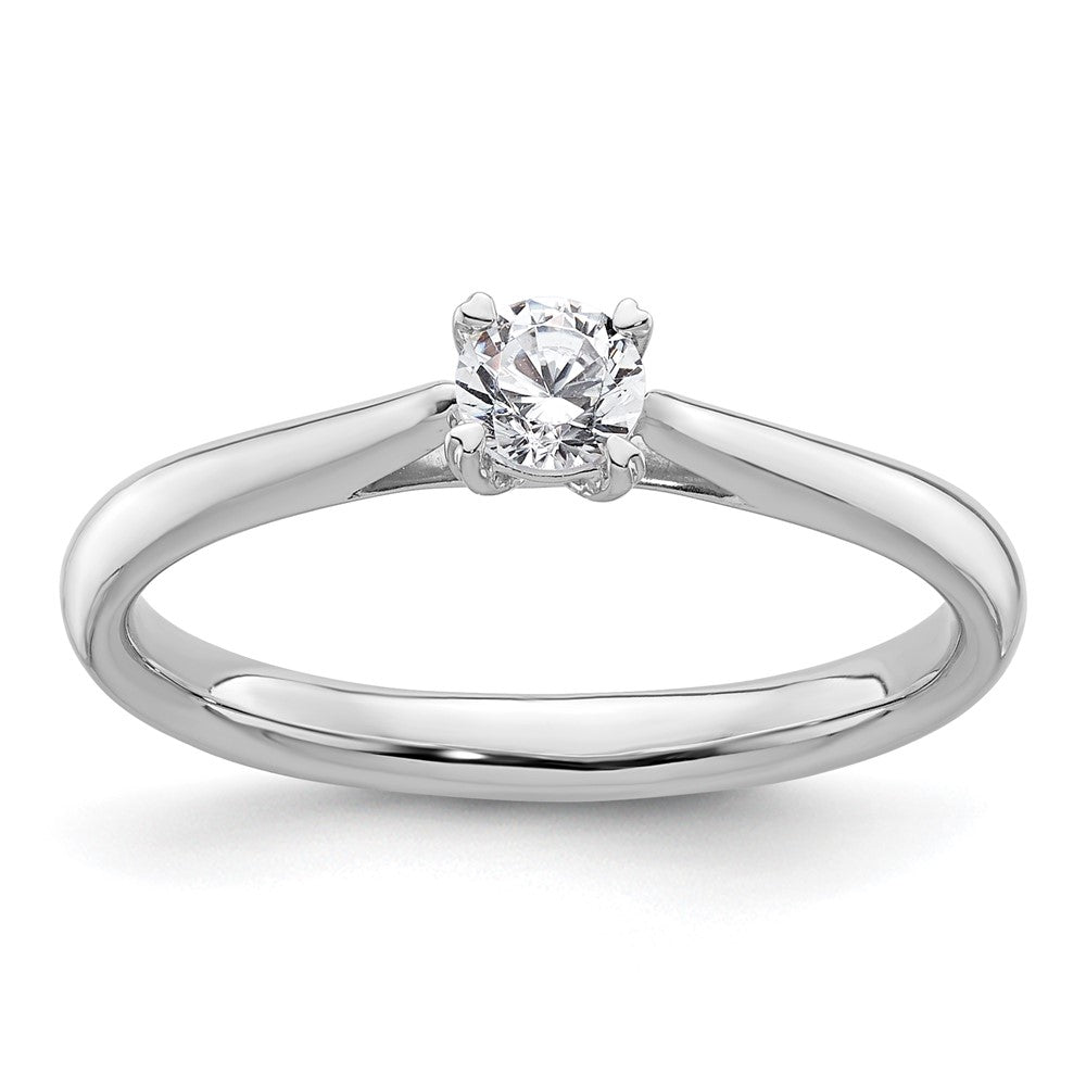 True Origin 14K White Gold 1/4 carat Lab Grown Diamond VS+ F+ Complete Round Solitaire Ring