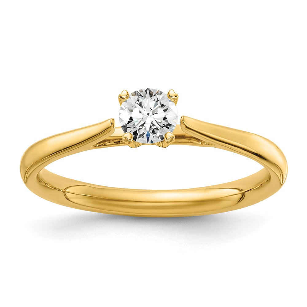 True Origin 14K Yellow Gold 1/4 carat Lab Grown Diamond VS+ F+ Complete Round Solitaire Ring