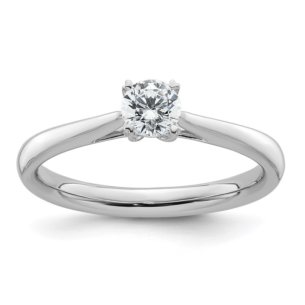True Origin 14K White Gold 1/3 carat Lab Grown Diamond VS+ F+ Complete Round Solitaire Ring