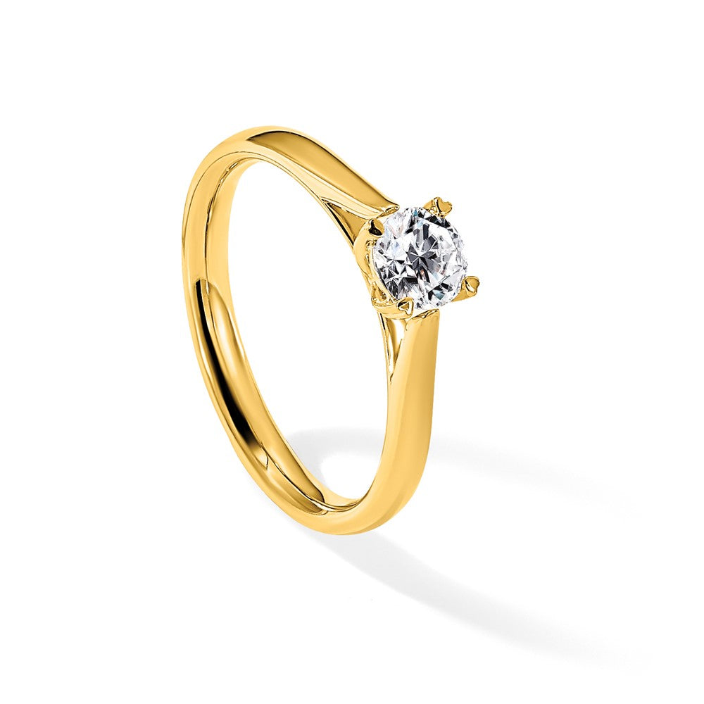 True Origin 14K Yellow Gold 1/3 carat Lab Grown Diamond VS+ F+ Complete Round Solitaire Ring