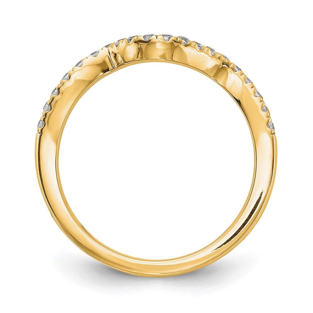 14k Yellow Gold 1/5 carat Diamond Contoured Complete Wedding Band