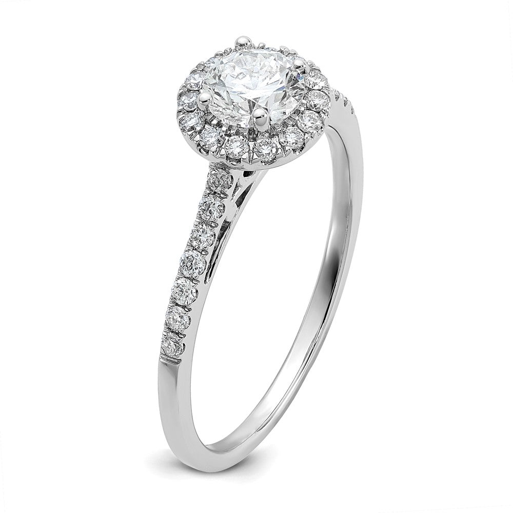 14k White Gold 3/4 carat Lab Grown Diamond VS/SI+ G+ Complete Halo Engagement Ring