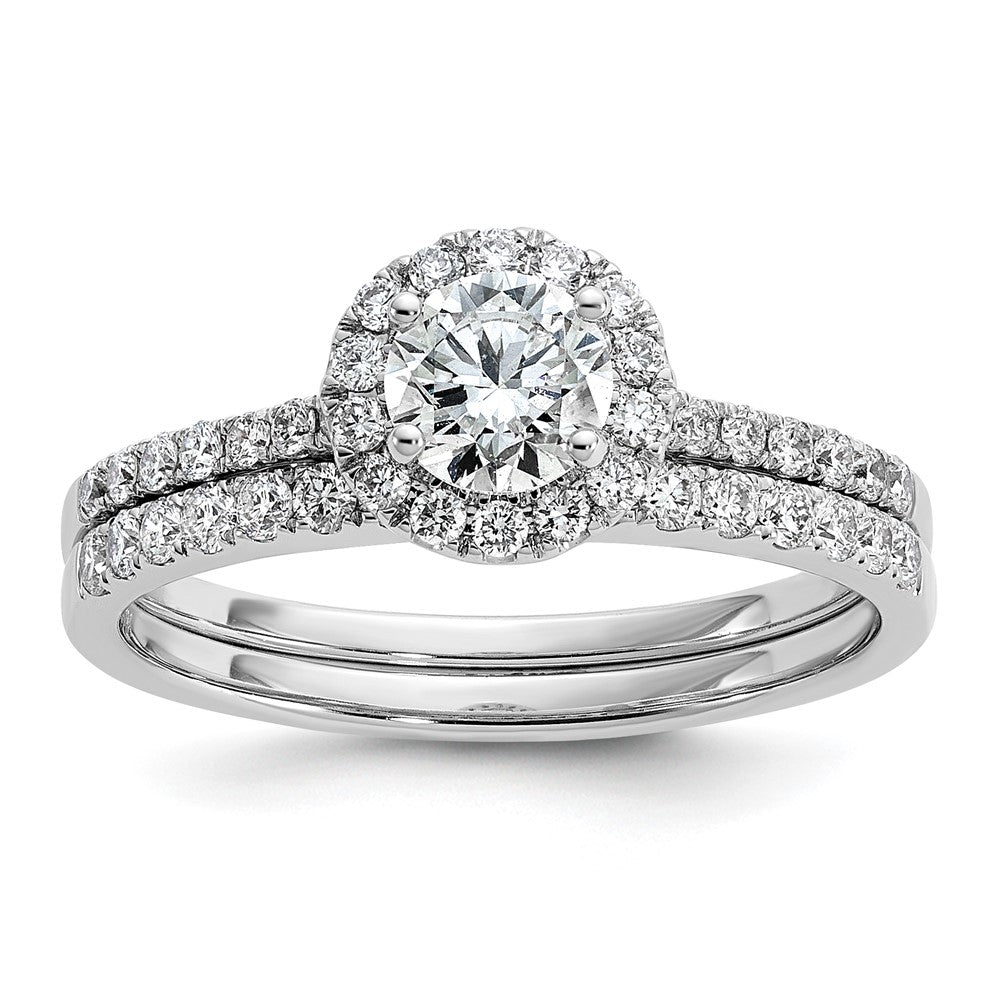 14k White Gold 3/4 carat Lab Grown Diamond VS/SI+ G+ Complete Halo Engagement Ring