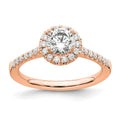 14k Rose Gold 3/4 carat Lab Grown Diamond VS/SI+ G+ Round Complete Halo Engagement Ring